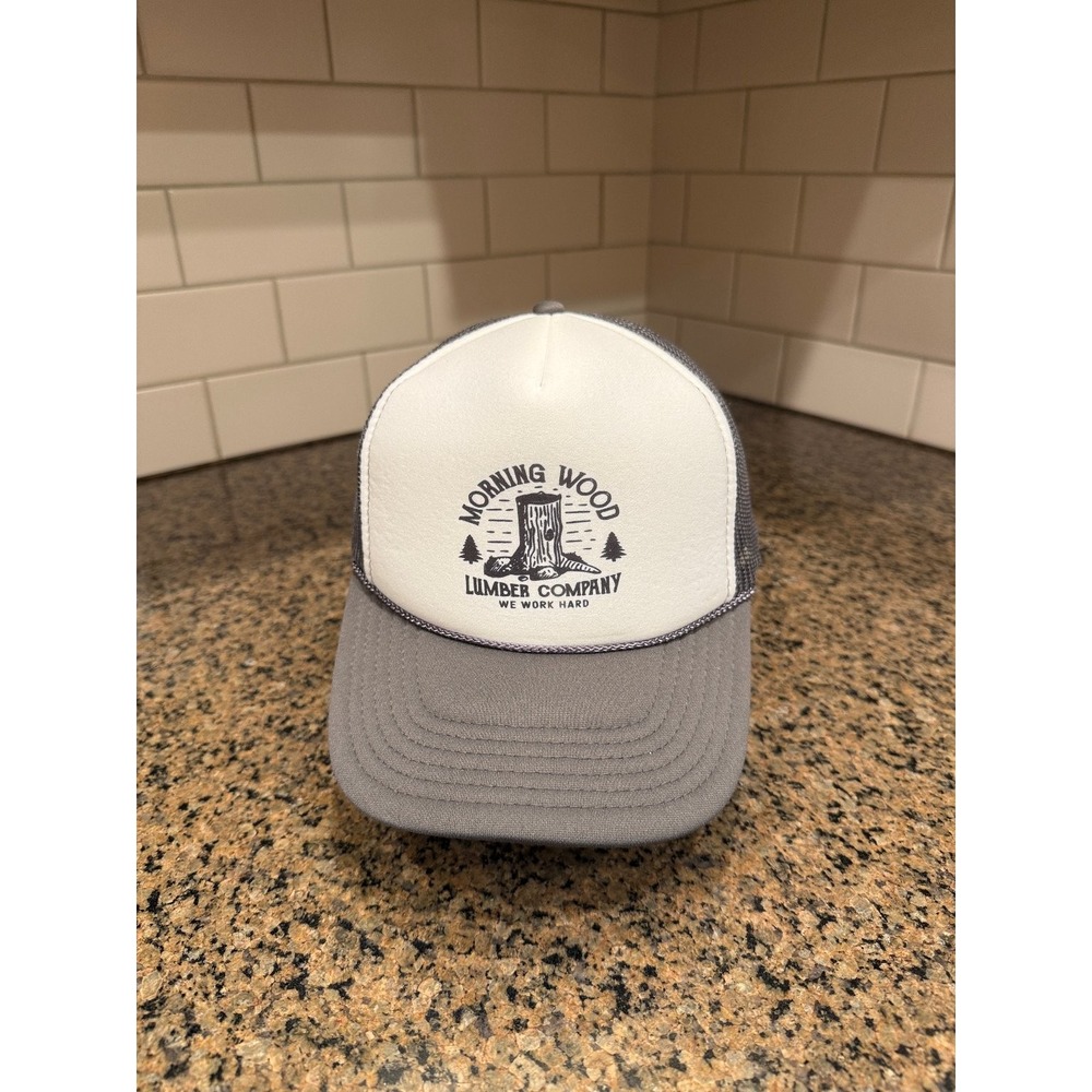 Morning Wood Lumber Company OTTO Trucker Hat Snapback Gray White